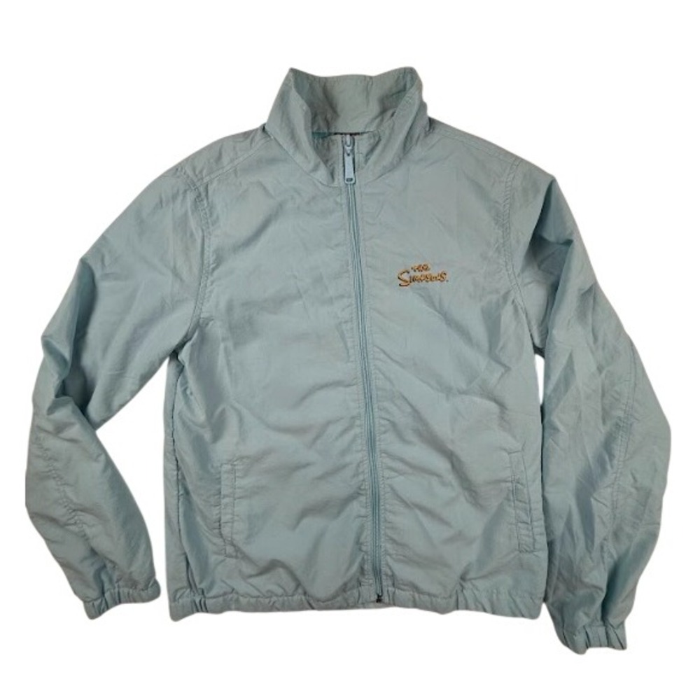 Cakeworthy The Simpsons Windbreaker Jacket Small Blue Full Zip Graphic Y2K Retro